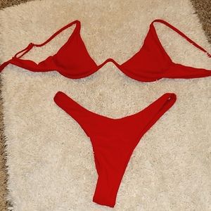 Zawful sexy red bikini. Hardwire top. Thong btm